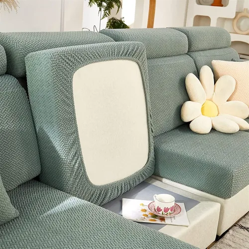 Vista 10 de Fundas de cojín para asiento de sofá, fundas elásticas para cojín para sofá, funda antideslizante de repuesto, protector grueso de muebles con Beige