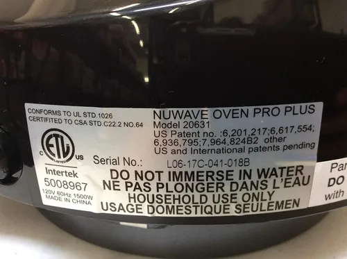 Vista 5 de NUWAVE Cabezal eléctrico negro para el modelo Nuwave Oven Pro Plus - Pieza genuina hecha por