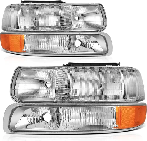 Vista 11 de Conjunto de faros delanteros para Chevy Avalanche 1500 2003-2006 para Avalanche 2500 03-06 para 1500 Classic 2007 carcasa negra reflector ámbar