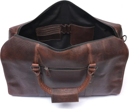 Vista 3 de Bolsa de viaje de cuero Bolsa deportiva para gimnasio, bolsa de mano para equipaje de avión, regalo para el día del padre por Aaron Leather Goods