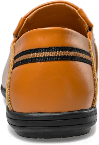 Vista 3 de LUODENGLANG Mocasines de cuero genuino de primera calidad para hombre, zapatos casuales sin cordones para conducir, mocasines para hombre, ligeros