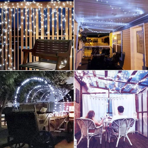 Vista 4 de Joomer - Tira de luces solares de hadas, paquete de 2, total 80 pies, 240 LED, luces de cuerda solar para exteriores, impermeables, 8 modos