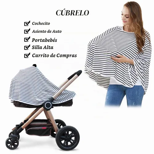 Vista 6 de Funda de lactancia para bebé y poncho de lactancia, cubierta multiusos para toldo de asiento de automóvil, cubierta de carrito de compras, cubierta