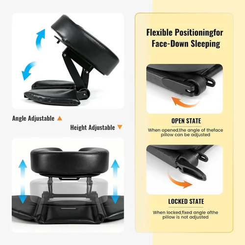 Vista 3 de TRENDBOX Kit de masaje de mesa boca abajo, almohada ajustable para reposacabezas