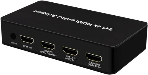 Vista 6 de Interruptor HDMI con extractor de audio eARC, interruptor HDMI 4K60Hz 4 en 1 con salida de audio, compatible con control remoto IR, 18Gbps