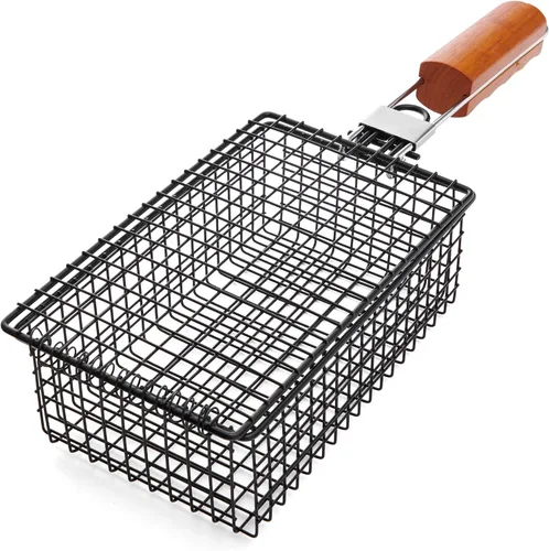 Vista 3 de Farberware 5290488 - Cesta para barbacoa con mango plegable, color negro y madera