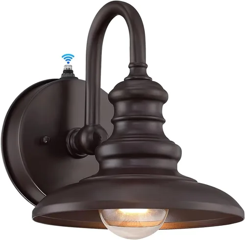 Vista 12 de LONEDRUID Aplique de Pared Exterior con Sensor de Anochecer a Amanecer Negro Luminarias de Granero con Cuello de Ganso Impermeables de Estilo Granja