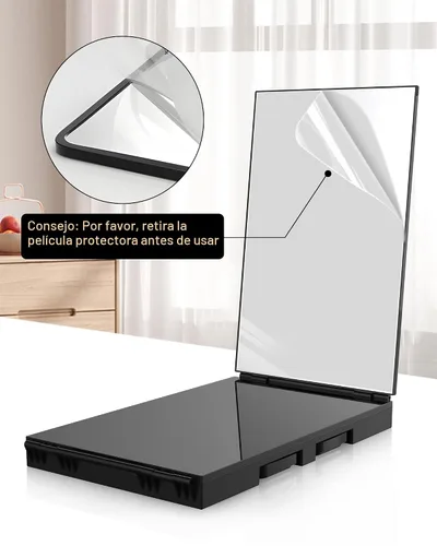 Vista 6 de JUSRON Espejo para Cortarse el Cabello Uno Mismo con Ángulo de Visión de 360°, Vidrio HD Transparente Antivaho, Recargable por USB, Fácil de Usar