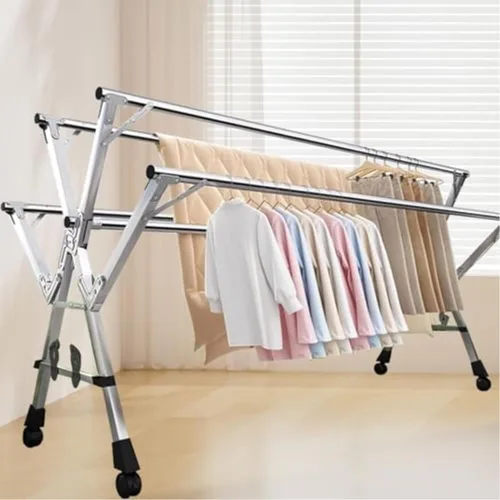 Vista 3 de Adjustable Foldable Clothes Drying Rack, Outdoor Indoor Laundry Stand, for Drying Bedding, Shirts, Towels More in Balcony or Bedroom (94in 94in)