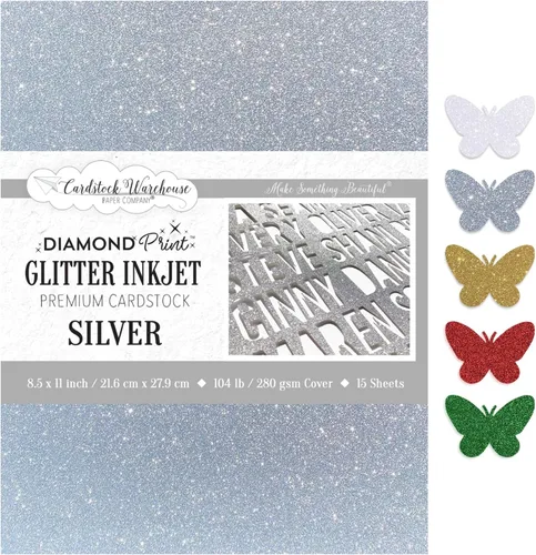 Vista 11 de Cardstock Warehouse Diamond Print Inkjet Glitter - Papel de cartulina con purpurina dorada de alta calidad, 15 hojas, 8.5 x 11 pulgadas, 104
