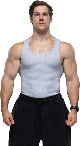 Vista 6 de Ekkovision Lifestyle Beaters, camisetas sin mangas para hombre, algodón y elastano, ajuste regular, tela acanalada Negro