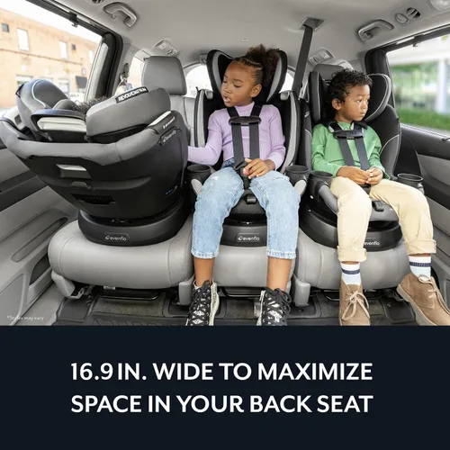 Vista 2 de Evenflo Revolve360 Slim 2-en-1 Asiento rotacional para auto con cubierta de limpieza rápida (Negro Salem)