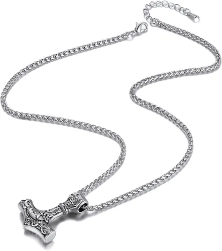 Vista 7 de Richsteel Necklaces for Men Womens Thor's Hammer Pendant Mjolnir 316 Stainless Steel18K Gold PlatedBlack Viking Nordic Jewelry