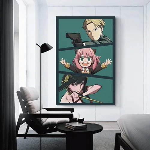 Vista 3 de SHAHU Spy X - Póster de anime familiar para dormitorio, decoración de pared, lienzo decorativo para pared, regalo de 12 x 18 pulgadas