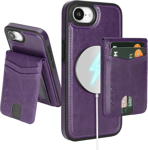 Vista 124 de SkyEagle - Funda tipo cartera compatible con MagSafe para iPhone 11, color negro Detachable Magnetic Credit Card Holder,RFID Blocking,PU