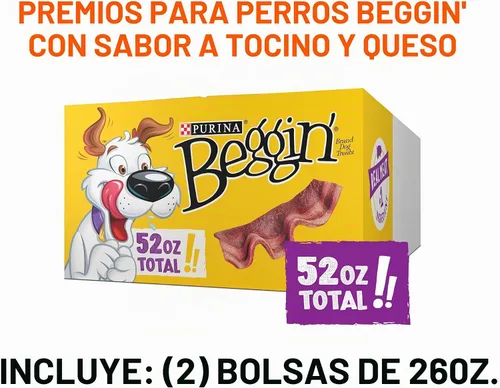 Vista 6 de Purina Beggin' Strips - Golosinas para perros, sabores de tocino y queso