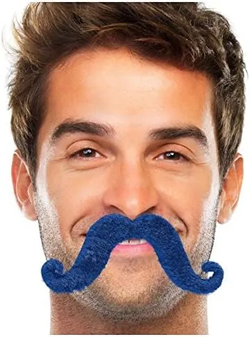 Vista 2 de Amscan Divertido disfraz de bigote de fieltro, talla única, azul
