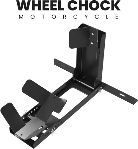 Vista 8 de GRAND PITSTOP Calzo de rueda universal para soporte de motocicleta para remolque, completamente ajustable, desmontable y plegable