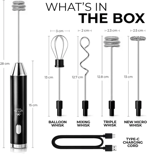 Vista 49 de Zulay Milk Boss Espumador de leche potente manual, hace espuma para latte, batidor para mezclar bebidas, café, miniespumador para capuchino, frappé