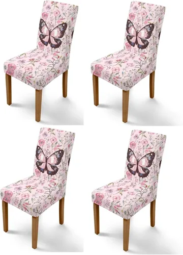 Vista 23 de Rnyleeg Juego de 1 funda para sillas de comedor con diseño de mariposa y rosa azul, elegante, suave, lavable, para cocina, hotel, ceremonia