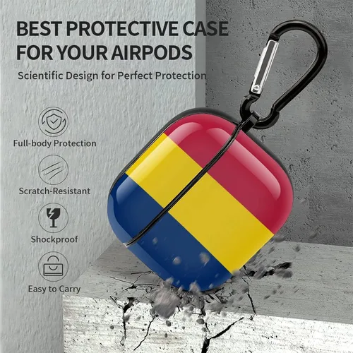 Vista 6 de Funda protectora con Bluetooth de cuerpo completo de la bandera rumana para AirPods 3, funda con llavero impreso completo