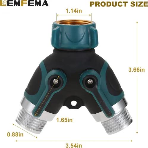 Vista 5 de Divisor de manguera de jardín, conector de manguera de 2 vías, divisor de manguera resistente en Y, divisor de grifo con conector de 3/4 pulgadas