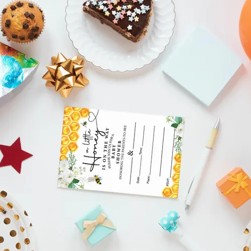 Vista 5 de EUDOSI Honey Baby Shower Invitations - Juego de 20 invitaciones con sobres, doble cara