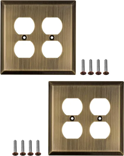 Vista 8 de Placas de pared decorativas clásicas de latón antiguo Enchufe eléctrico y cubiertas de interruptor Estilo: 1 Gang Decorator (paquete de 4)