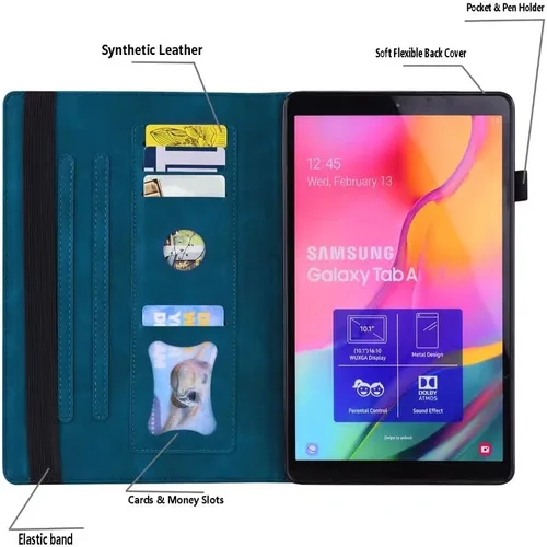 Vista 6 de ZXL Cubierta de cuero de la PU del estilo del libro azul con ranura para tarjeta titular de la pluma de visión multiángulo de visualización