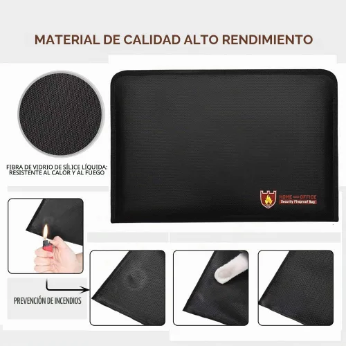 Vista 4 de Bolsa de documentos ignífuga, resistente al fuego y al agua, tamaño A4, 12 bolsillos, resistente al fuego, impermeable, seguro, portadocumentos