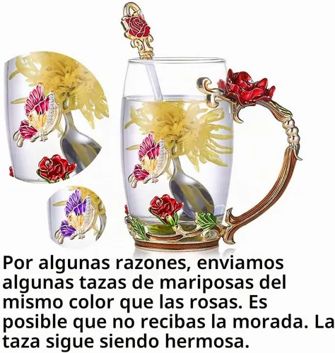 Vista 3 de Taza de té de flor, taza de té, taza de café de vidrio