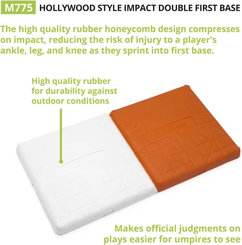 Vista 3 de Champion Sports Hollywood Style Impact Doble Primera Base – Construcción sólida moldeada de una pieza – Primera base doble de goma – Anclajes
