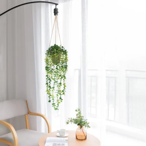 Vista 8 de Nisoger Plantas colgantes artificiales pequeñas plantas falsas en maceta, plantas de imitación para interiores y exteriores, estética, oficina, sala