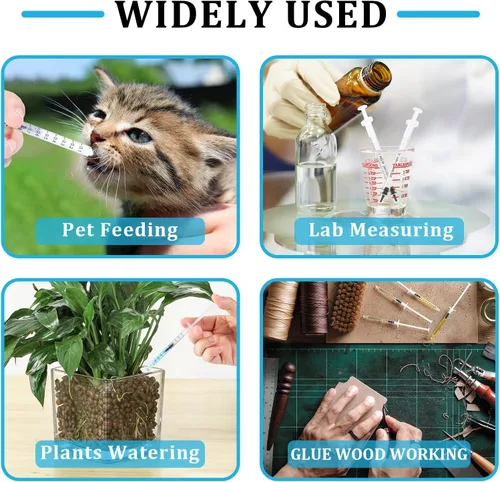 Vista 3 de Paquete de 30 jeringas de plástico de 0.0 fl oz con tapa, estéril y selladas individualmente para medir, regar, recargar, alimentar mascotas