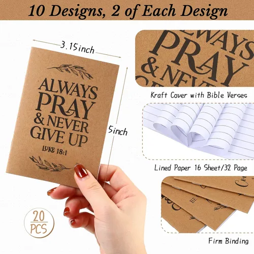 Vista 2 de Fuutreo Juego de 40 piezas de regalo cristiano con versículos de la Biblia, diarios de oración, bolígrafos inspiradores religiosos, mini cuaderno