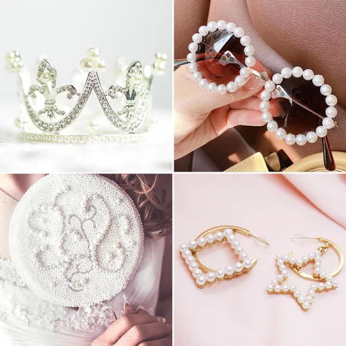 Vista 4 de 2022 calcomanías de perlas, 7 tamaños, perlas autoadhesivas para el cabello con pinzas para el cabello, manualidades, bricolaje, arte de uñas, cara
