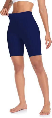 Vista 2 de SEEMLY Pantalones cortos de entrenamiento de cintura alta con bolsillos Pantalones cortos de yoga transpirables de 5 a 8 pulgadas para gimnasio