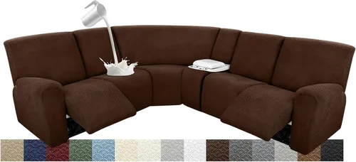 Vista 13 de Fundas para sofá modular reclinable, impermeable, en forma de L, lavable, para sofá reclinable en forma de L, súper elásticas, suaves, para esquinas