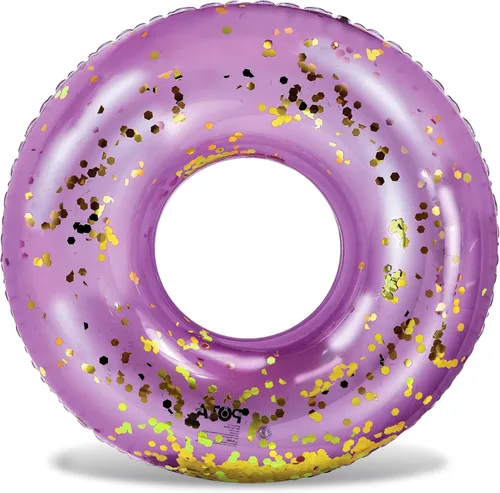 Vista 19 de POZA Flotador de Tubo Inflable para Piscina – Anillo de natación de confeti brillante, Tubo Inflable de Servicio Pesado Resistente a los Rayos UV