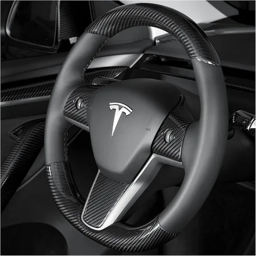Vista 8 de Kit de cubierta superior e inferior de fibra de carbono real para volante de fibra de carbono 2020-2024 Tesla Model Y 2019-2023 Tesla Model 3,3K