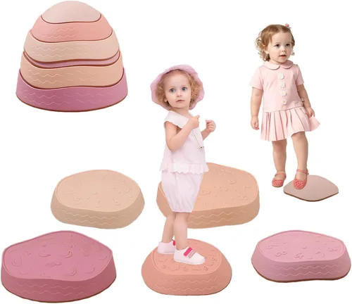 Vista 11 de Fanboxk - Piedras de equilibrio para niños, piedras sensoriales antideslizantes para promover habilidades de equilibrio y coordinación en niños