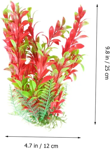 Vista 3 de balacoo Adornos en miniatura Redhood Plantas de acuario de plástico Peces Decoración de acuario Acuario Hierba Plantas Adornos de pecera roja