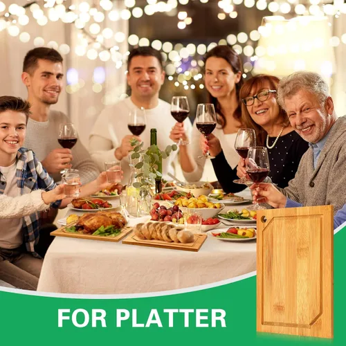 Vista 6 de Paquete de 10 mini tablas de cortar, 7.9 x 5.5 x 0.4 pulgadas, estilo de ranura de jugo Charcuterie Bamboo Appetizer Serving Boards for Weddings