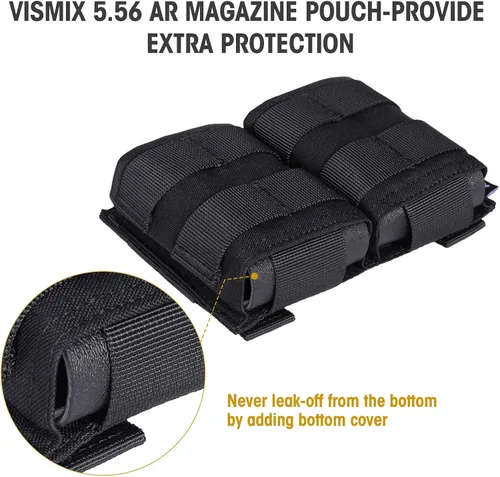 Vista 4 de VISMIX Funda para cargador de rifle, doble funda AR de 5.56mm Molle con inserción de Kydex de liberación rápida y compatible con MOLLE