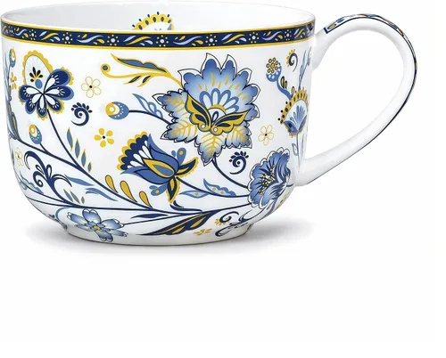 Vista 11 de Tazones de sopa de 25 onzas de porcelana con mangos, taza grande de sopa para café, cereal, avena, café con leche, sopa floral, taza de sopa