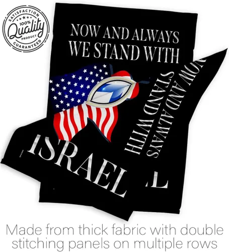 Vista 7 de Israel Flag Paquete de 2 banderas con texto en inglés «We Stand» para exteriores, tapiz, pared, habitación, póster de bandera israelí, campamento