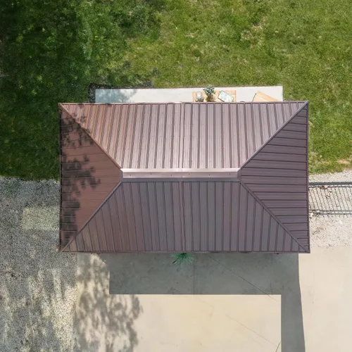 Vista 7 de Backyard Discovery Barrington - Pabellón Gazebo de madera de cedro para exteriores de 20' x 12' con techo rígido de acero galvanizado tipo cadera