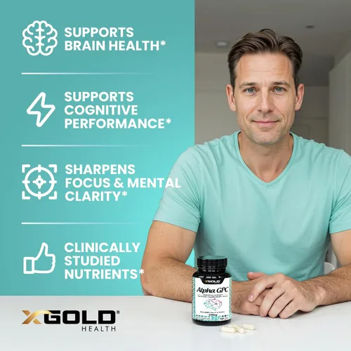Vista 4 de X Gold Health Alpha GPC Colina 600 mg, suplemento nootrópico puro, 120 cápsulas vegetales, potenciador cognitivo para la memoria, salud cerebral