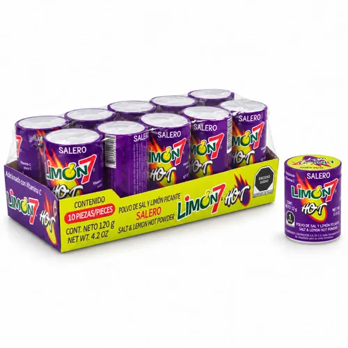 Vista 6 de Limon 7 Salero y limón en polvo, dulces mexicanos, 10 unidades, 4.2 onzas