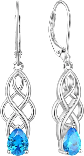 Vista 8 de Sterling Silver Celtic Knot Earrings for Women Birthstone Jewelry 02-Amatista-Febrero